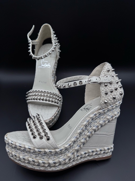 Christian Louboutin Shoes - Christian Louboutin Madmonica 120 Croc Embossed Wedge Spiked Sandals Size 37
